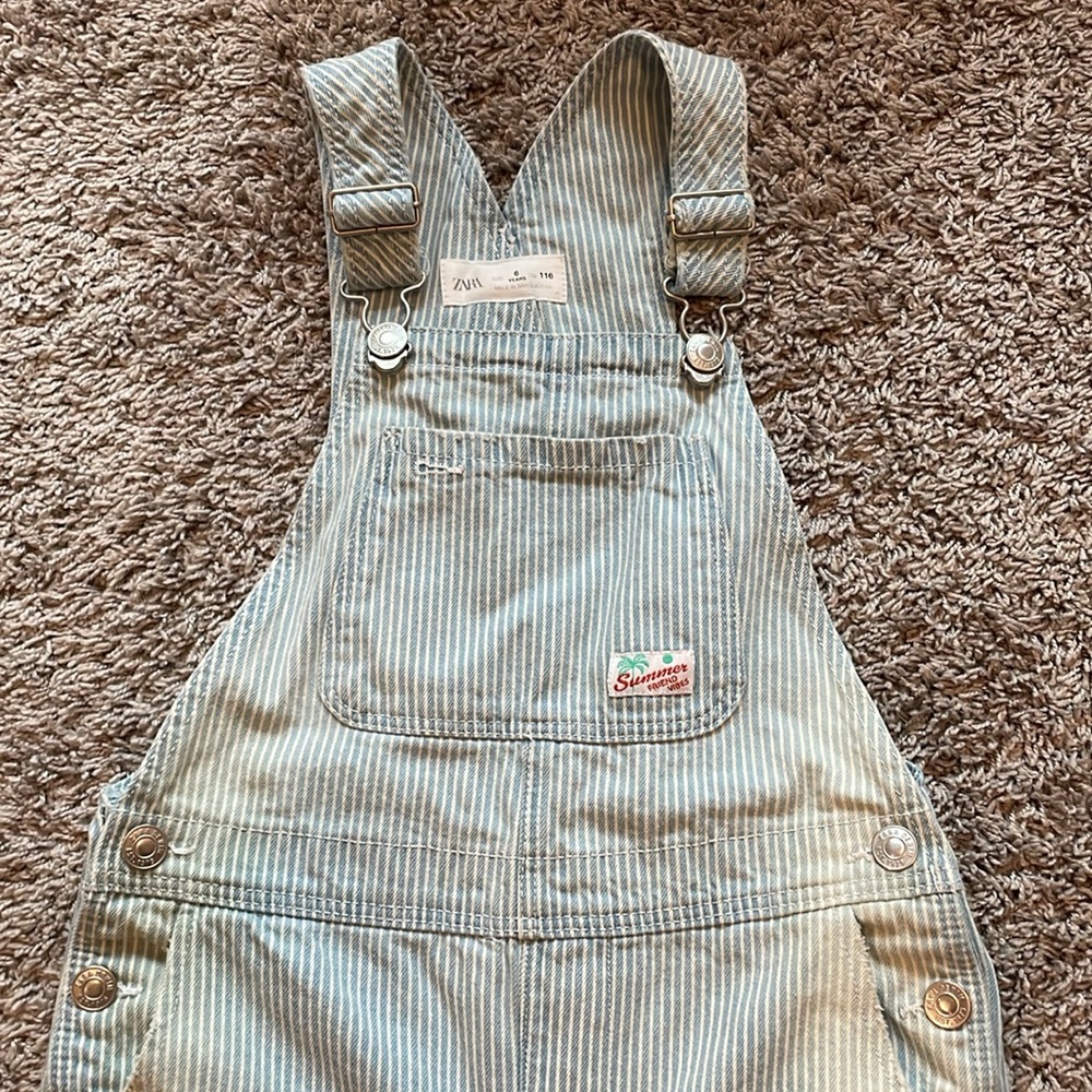Zara - Girls Long Stripped Denim Overalls